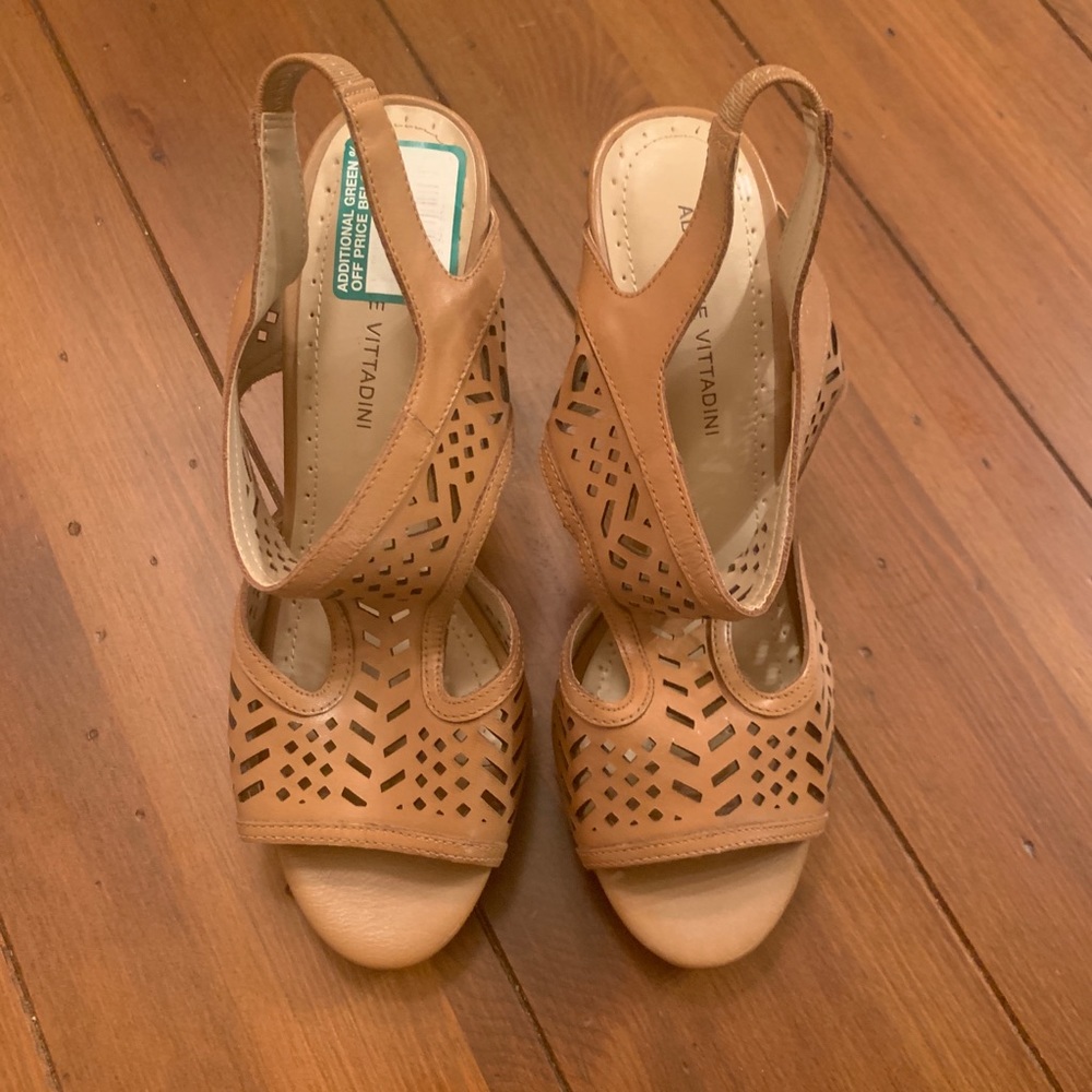 Adrienne Vittadini Prism Open Toe Leather Sandals